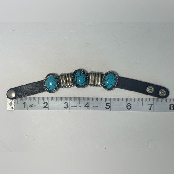 Vintage 1980s Fiocchi Italy Black Leather Bracelet - Picture 4 of 6